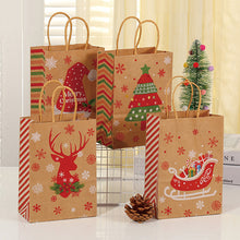 Load image into Gallery viewer, Christmas Gift Bag Christmas Kraft Paper Bags Candy Cookie Packaging Bag New Year Party for Snack Present Packing Xmas Bag