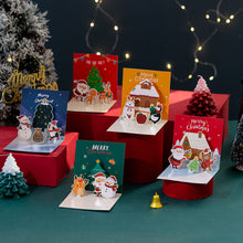 Load image into Gallery viewer, 3D Pop UP Christmas Greeting Cards with Envelope Friend Family Blessing Postcard Birthday New Year Christmas Gifts Decoration