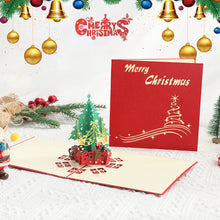 Load image into Gallery viewer, 3D Shining Bling Christmas Tree Pop Up Greeting Cards With Envelope Blessing Message Postcard For Xmas New Year Gifts