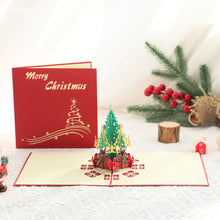 Load image into Gallery viewer, 3D Shining Bling Christmas Tree Pop Up Greeting Cards With Envelope Blessing Message Postcard For Xmas New Year Gifts