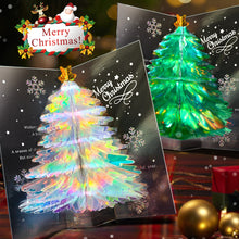 Load image into Gallery viewer, 3D Shining Bling Christmas Tree Pop Up Greeting Cards With Envelope Blessing Message Postcard For Xmas New Year Gifts