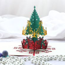 Load image into Gallery viewer, 3D Shining Bling Christmas Tree Pop Up Greeting Cards With Envelope Blessing Message Postcard For Xmas New Year Gifts