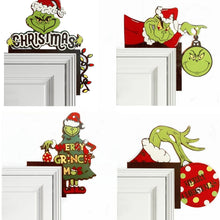 Load image into Gallery viewer, Creative Santa Claus Elk Grinch Christmas Door Hanger Over Door Sign Wood Frame Merry Christmas New Year Decoration