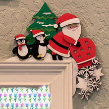 Load image into Gallery viewer, Creative Santa Claus Elk Grinch Christmas Door Hanger Over Door Sign Wood Frame Merry Christmas New Year Decoration