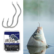 Load image into Gallery viewer, 12PCS Three Bend Hook High Carbon Steel Automatic Rollover Hook Anti-Blurting Sharp Barbed Carassius Carp Fishing Hook