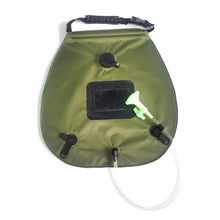 Load image into Gallery viewer, 20L Army Green Outdoor Camping Bath Bag Portable Foldable Solar Heated Water Bag With Removable Hose And Switch Shower Head