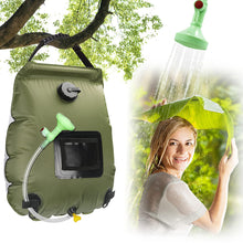 Load image into Gallery viewer, 20L Army Green Outdoor Camping Bath Bag Portable Foldable Solar Heated Water Bag With Removable Hose And Switch Shower Head