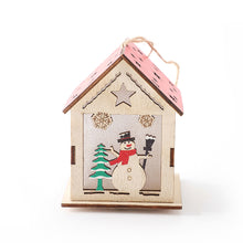Load image into Gallery viewer, 1Pc Christmas Wooden House Pendant Snowman Elk Santa Claus Bear House Lighting Glowing Log Cabin Christmas Decoration Supplies