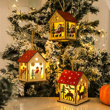 Load image into Gallery viewer, 1Pc Christmas Wooden House Pendant Snowman Elk Santa Claus Bear House Lighting Glowing Log Cabin Christmas Decoration Supplies