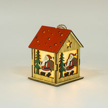 Load image into Gallery viewer, 1Pc Christmas Wooden House Pendant Snowman Elk Santa Claus Bear House Lighting Glowing Log Cabin Christmas Decoration Supplies