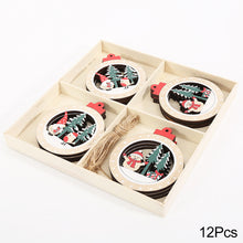 Load image into Gallery viewer, 12Pcs New Year 3D Christmas Ornament Wooden Hanging Pendants Star Xmas Tree Bell Christmas Tree Decorations For Home Navidad