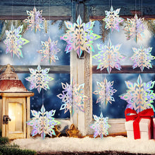 Load image into Gallery viewer, 6Pcs 3D Snowflake Pendant Colorful Paper Snowflake Pendant Paper Magic Three Dimensional String Six Piece Set Home Decoration