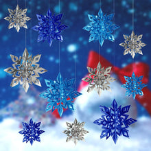 Load image into Gallery viewer, 6Pcs 3D Snowflake Pendant Colorful Paper Snowflake Pendant Paper Magic Three Dimensional String Six Piece Set Home Decoration