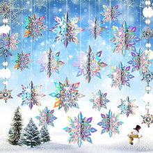 Load image into Gallery viewer, 6Pcs 3D Snowflake Pendant Colorful Paper Snowflake Pendant Paper Magic Three Dimensional String Six Piece Set Home Decoration