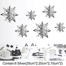 Load image into Gallery viewer, 6Pcs 3D Snowflake Pendant Colorful Paper Snowflake Pendant Paper Magic Three Dimensional String Six Piece Set Home Decoration