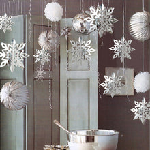 Load image into Gallery viewer, 6Pcs 3D Snowflake Pendant Colorful Paper Snowflake Pendant Paper Magic Three Dimensional String Six Piece Set Home Decoration