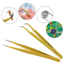 Load image into Gallery viewer, 1PC Industrial Tweezers Anti-Static Stainless Steel Tweezers Set for Electronics Phone Repairing Hand Tools Eyebrow Eyelash Tweezers