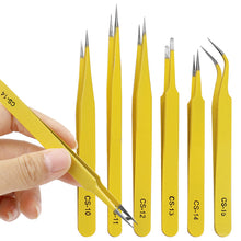 Load image into Gallery viewer, 1PC Industrial Tweezers Anti-Static Stainless Steel Tweezers Set for Electronics Phone Repairing Hand Tools Eyebrow Eyelash Tweezers