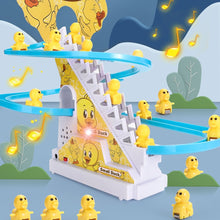 Load image into Gallery viewer, Kids DIY Small Duck Electronic Climbing Stairs Track Toy LED Light Musical Slide Track Coaster Toy Music Roller Coaster Kids Gifts