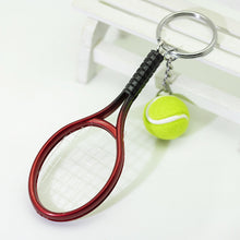 Load image into Gallery viewer, Simulation Mini Tennis Racket Ball Keychain Pendant Creative Fashionable Tennis Shaped Bag Key Ring Teenager Fan Gift