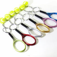 Load image into Gallery viewer, Simulation Mini Tennis Racket Ball Keychain Pendant Creative Fashionable Tennis Shaped Bag Key Ring Teenager Fan Gift