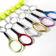 Load image into Gallery viewer, Simulation Mini Tennis Racket Ball Keychain Pendant Creative Fashionable Tennis Shaped Bag Key Ring Teenager Fan Gift