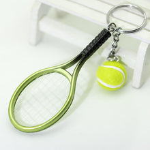 Load image into Gallery viewer, Simulation Mini Tennis Racket Ball Keychain Pendant Creative Fashionable Tennis Shaped Bag Key Ring Teenager Fan Gift