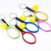 Load image into Gallery viewer, Simulation Mini Tennis Racket Ball Keychain Pendant Creative Fashionable Tennis Shaped Bag Key Ring Teenager Fan Gift