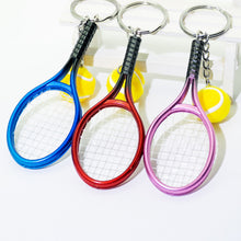 Load image into Gallery viewer, Simulation Mini Tennis Racket Ball Keychain Pendant Creative Fashionable Tennis Shaped Bag Key Ring Teenager Fan Gift