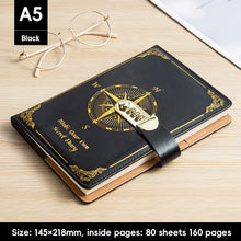 Load image into Gallery viewer, Password Notes Diary Book with Lock Simple Art Retro Girls Private Retro PUP Leather Face Secret Diary for Girls Boys