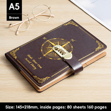 Load image into Gallery viewer, Password Notes Diary Book with Lock Simple Art Retro Girls Private Retro PUP Leather Face Secret Diary for Girls Boys