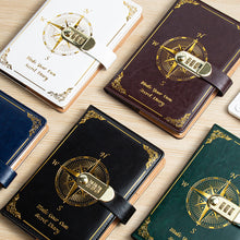 Load image into Gallery viewer, Password Notes Diary Book with Lock Simple Art Retro Girls Private Retro PUP Leather Face Secret Diary for Girls Boys