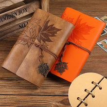 Load image into Gallery viewer, A6 Loose-leaf Photo Album PU Leather Kraft Paper Maple Leaves Cover Diary Notebook Vintage Cover Traveler Album Journals School Supplies