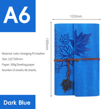 Load image into Gallery viewer, A6 Loose-leaf Photo Album PU Leather Kraft Paper Maple Leaves Cover Diary Notebook Vintage Cover Traveler Album Journals School Supplies