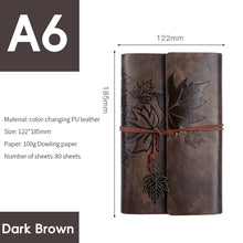 Load image into Gallery viewer, A6 Loose-leaf Photo Album PU Leather Kraft Paper Maple Leaves Cover Diary Notebook Vintage Cover Traveler Album Journals School Supplies