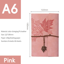 Load image into Gallery viewer, A6 Loose-leaf Photo Album PU Leather Kraft Paper Maple Leaves Cover Diary Notebook Vintage Cover Traveler Album Journals School Supplies