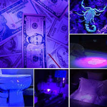Load image into Gallery viewer, 21 LED Multi-Function Purple Flashlight DIY UV Glue Curing Fluorescent Anti-Counterfeiting Hydraulic Leak Detection Fishing Scorpion Manicure Tool