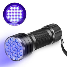 Load image into Gallery viewer, 21 LED Multi-Function Purple Flashlight DIY UV Glue Curing Fluorescent Anti-Counterfeiting Hydraulic Leak Detection Fishing Scorpion Manicure Tool