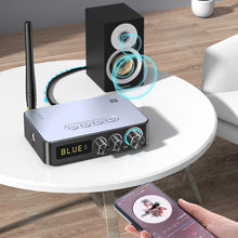 Load image into Gallery viewer, NFC Bluetooth 5.1 Audio Receiver Transmitter Coaxial RCA Wireless Bass Treble Music Adapter FM Radio U Disk/TF Card Player