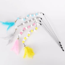 Load image into Gallery viewer, Funny Feather Cat Plush Teaser Wand with Bell Pet Interactive Feather Toys Cat Stick Toy for Kitten Catching Toy Playing Teaser Cat Supplies