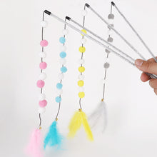 Load image into Gallery viewer, Funny Feather Cat Plush Teaser Wand with Bell Pet Interactive Feather Toys Cat Stick Toy for Kitten Catching Toy Playing Teaser Cat Supplies