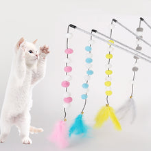 Load image into Gallery viewer, Funny Feather Cat Plush Teaser Wand with Bell Pet Interactive Feather Toys Cat Stick Toy for Kitten Catching Toy Playing Teaser Cat Supplies