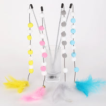 Load image into Gallery viewer, Funny Feather Cat Plush Teaser Wand with Bell Pet Interactive Feather Toys Cat Stick Toy for Kitten Catching Toy Playing Teaser Cat Supplies