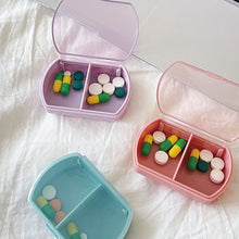 Load image into Gallery viewer, Mini 2 Grid Medicine Box with Detachable Cover Double Compartment Packaging Box Travel Portable Medicine Pill Box