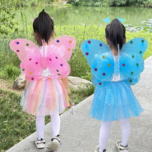 Load image into Gallery viewer, 3/4pcs Kids Glowing Butterfly Wings Set with Light Girls Butterfly Dress Headband Wand Halloween Party Costume Children Fairy Props Christmas Photography Clothes Props