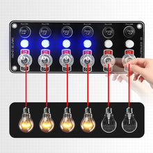 Load image into Gallery viewer, Car 3/6 Gang Rocker Switches Panel 12V/24V Replaceable Fuse Holder With Light For Camping Boat RV Van Yachts Trucks Accessories