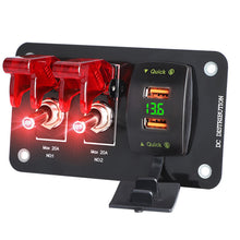 Load image into Gallery viewer, Car 3 Gang Heavy Duty Rocker Toggle Switch Panel QC3.0 USB 36W Dual QC 12V 20A Cover ON/Off 2Pin Automotive Marine Boat RV Camper