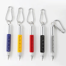Load image into Gallery viewer, 6 in 1 Metal Pen Tool with Hook Multifunctional Screw Bits Scale Ruler Ballpoint Pen Outdoor Portable Alloy Pen Tools