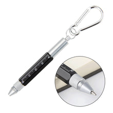 Load image into Gallery viewer, 6 in 1 Metal Pen Tool with Hook Multifunctional Screw Bits Scale Ruler Ballpoint Pen Outdoor Portable Alloy Pen Tools