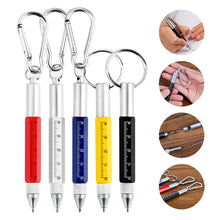 Load image into Gallery viewer, 6 in 1 Metal Pen Tool with Hook Multifunctional Screw Bits Scale Ruler Ballpoint Pen Outdoor Portable Alloy Pen Tools